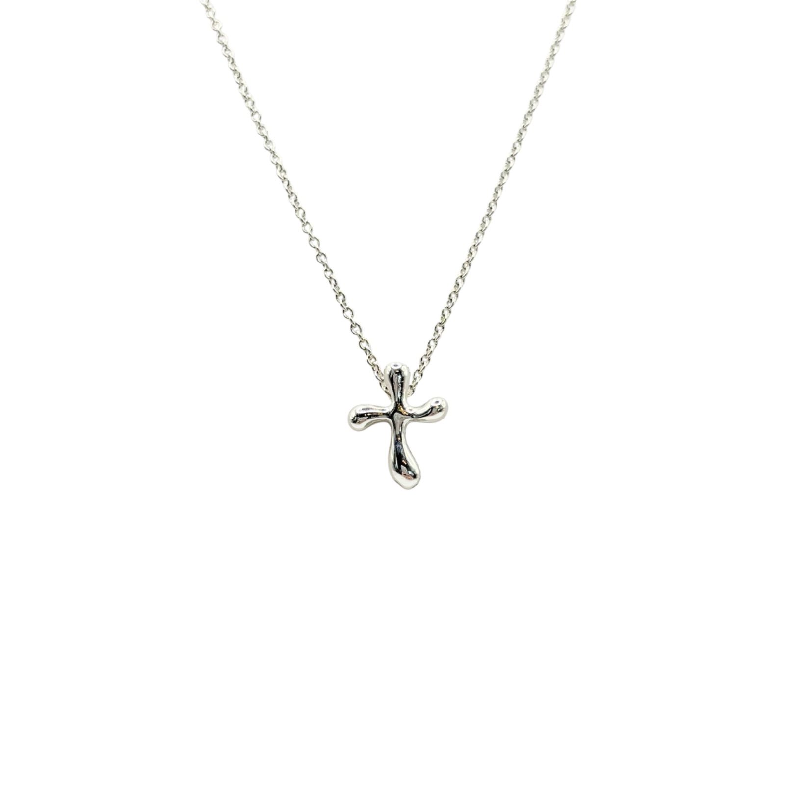美品】TIFFANY&Co. ティファニー ネックレス スモールクロス シルバー