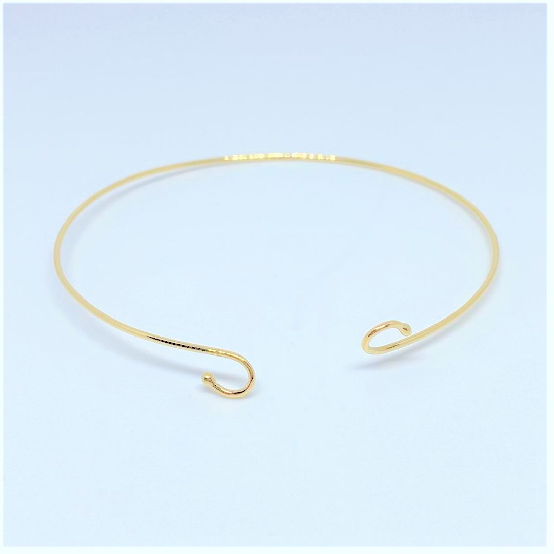 日本製18金バングル（フックブレスレット）幅1mm☆内周18cm☆K18刻印 
