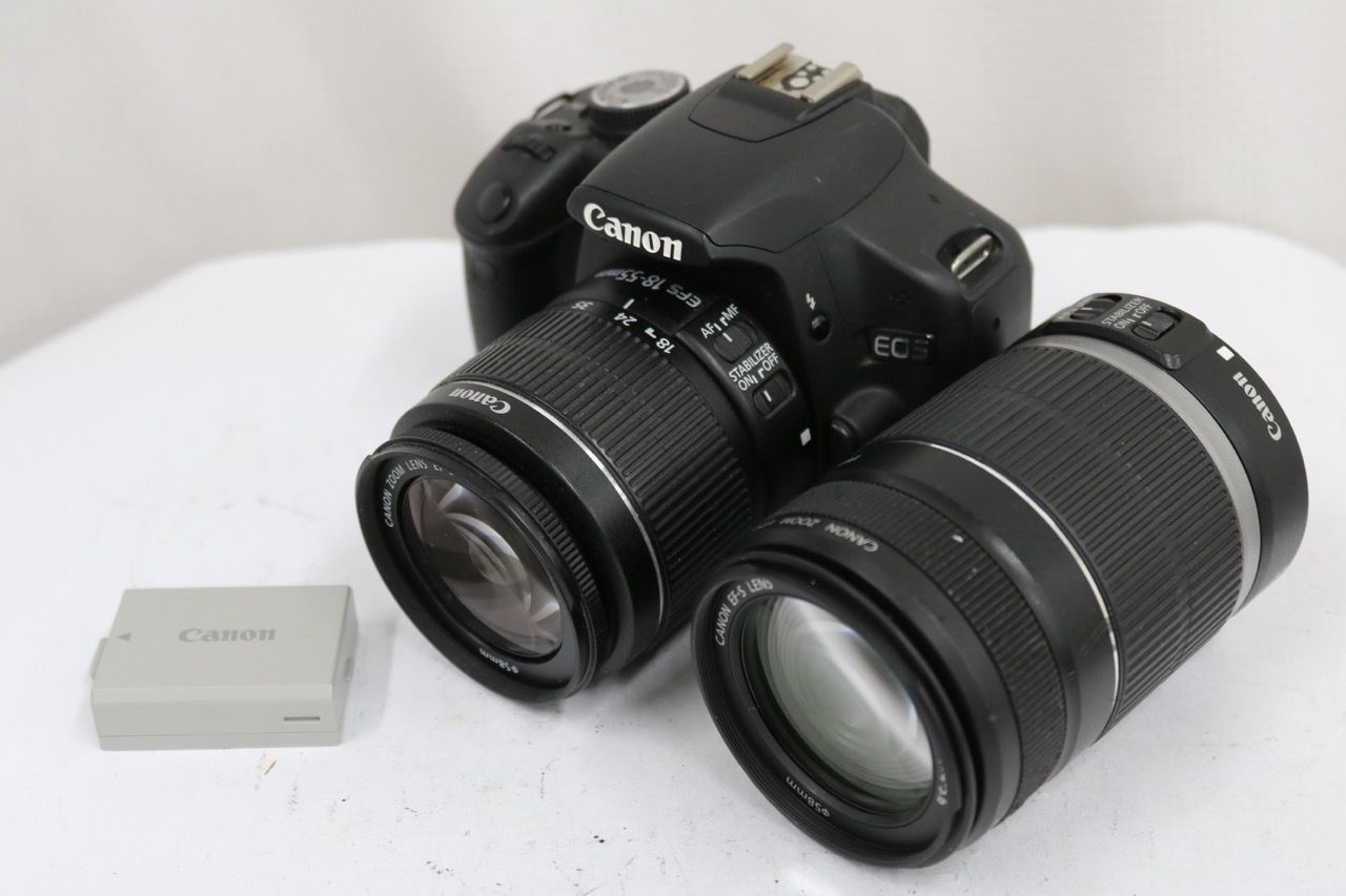 【返品保証】 【シャッター1017回】キャノン Canon EOS Kiss X3 EF-S 18-55mm IS II 55-250mm IS デジタル一眼 e16510