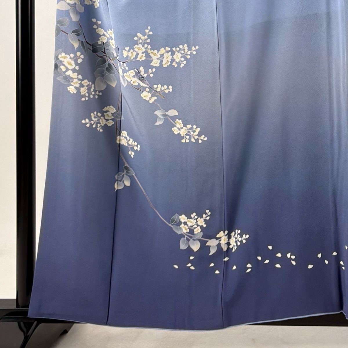 訪問着 身丈158.5cm 裄丈66cm M 袷 桜 枝葉 金彩 ぼかし 茶緑色 正絹