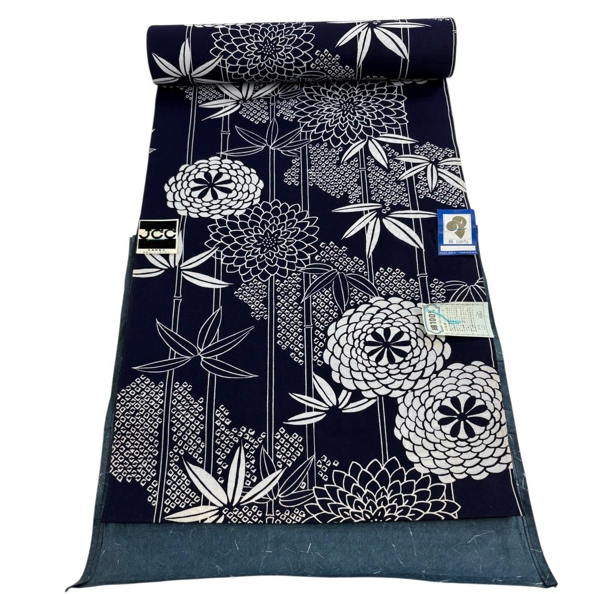 反物 優品 小紋 菊 笹 紺色 綿 【中古】 - メルカリ
