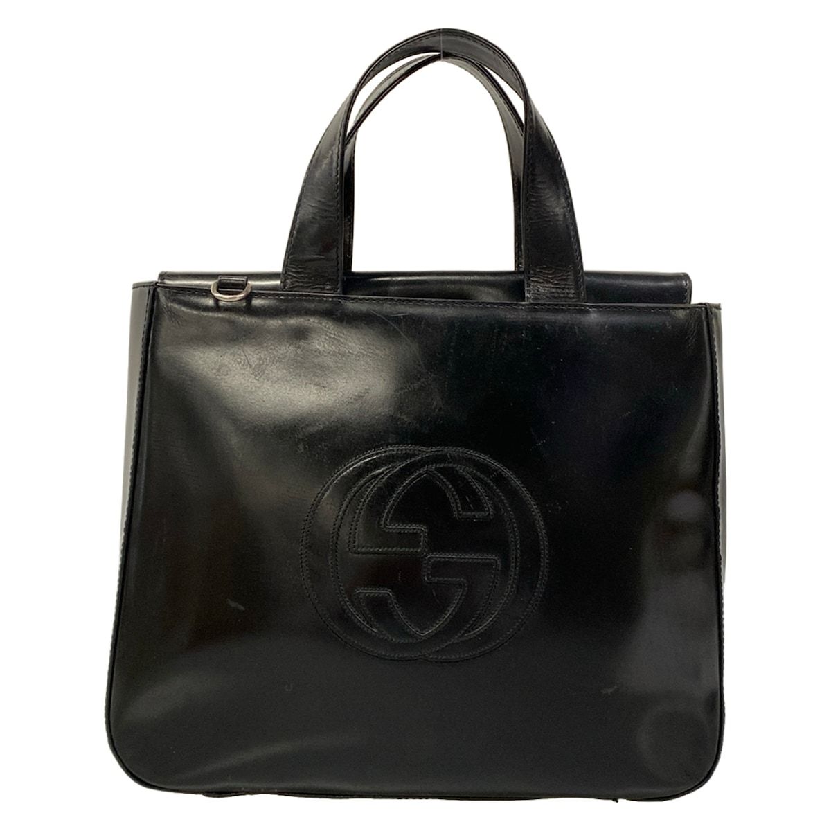 GUCCI(グッチ) ハンドバッグ インターロッキングG 黒 レザー