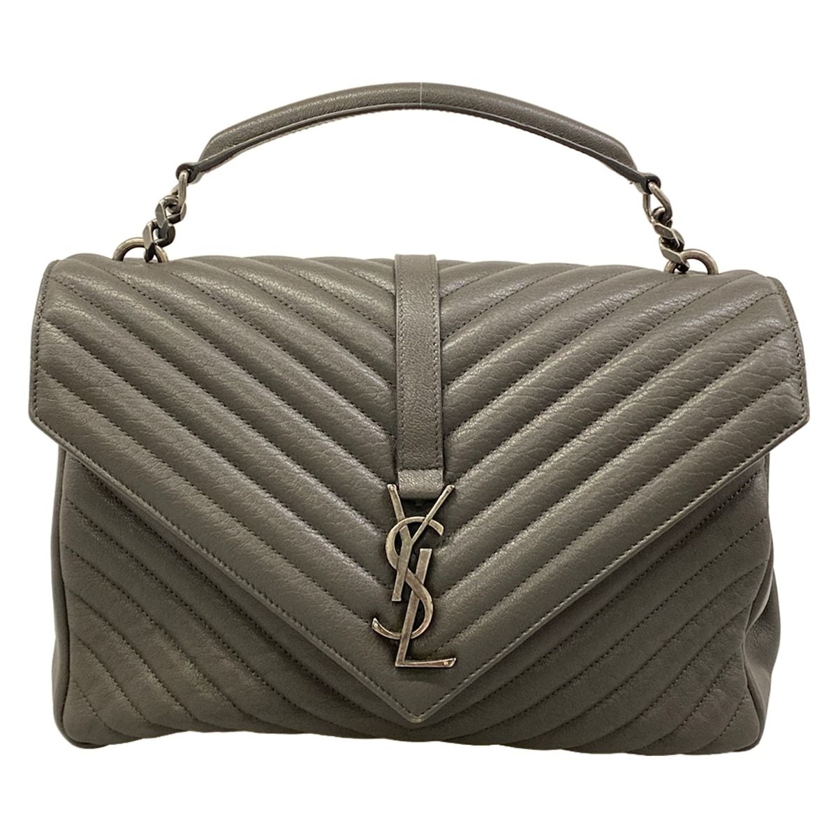 SAINT LAURENT PARIS(サンローランパリ) ハンドバッグ クラシック モノグラム サンローラン 487212 グレー×シルバー レザー