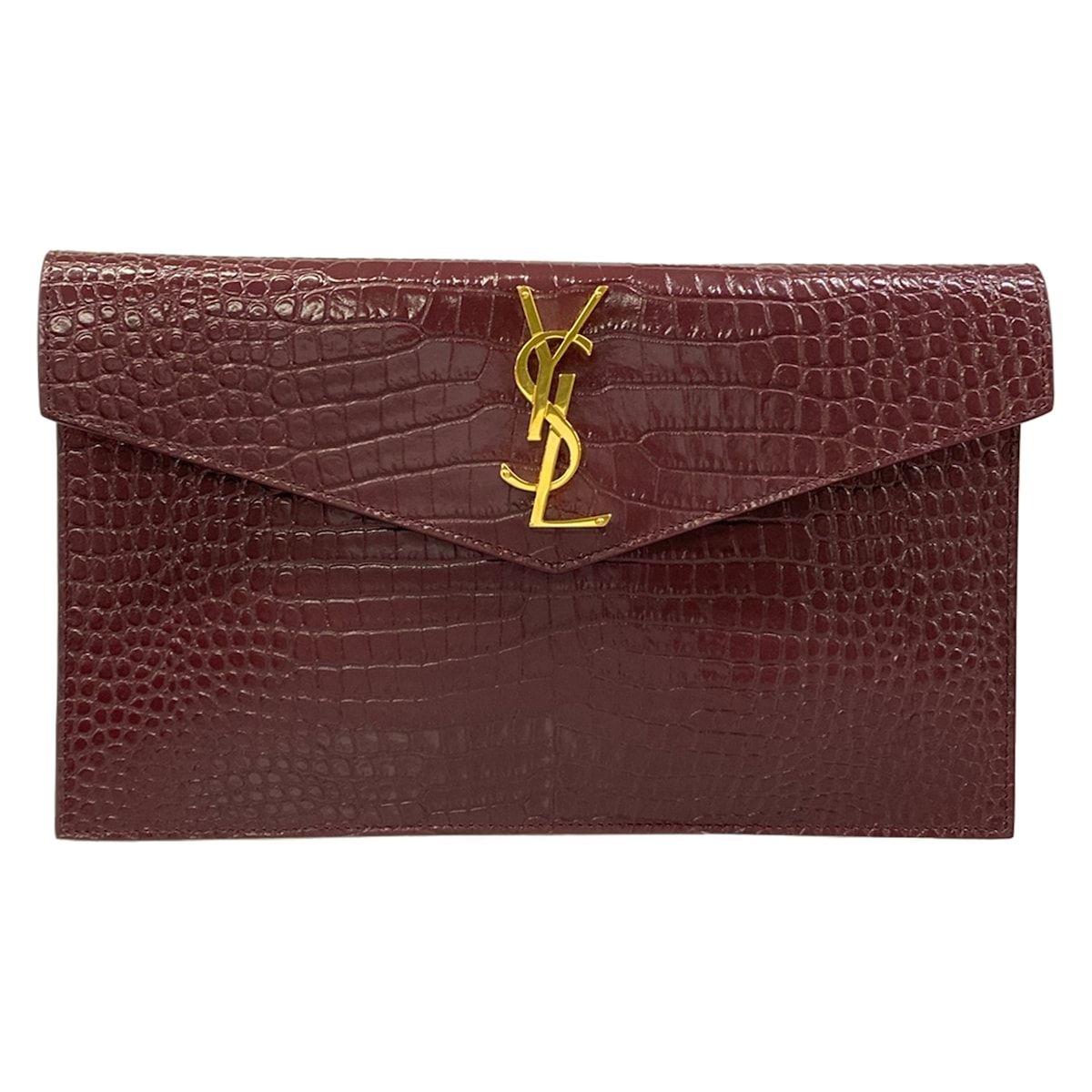 SAINT LAURENT PARIS(サンローランパリ) クラッチバッグ美品 565739 ボルドー クロコ型押し レザー