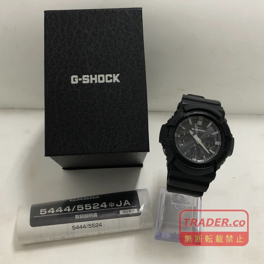 02w26771 ジーショック G-SHOCK 電波ソーラー ブラック メンズ 箱・取説あり 腕時計 GAW-100B-1AJF 【中古品】
