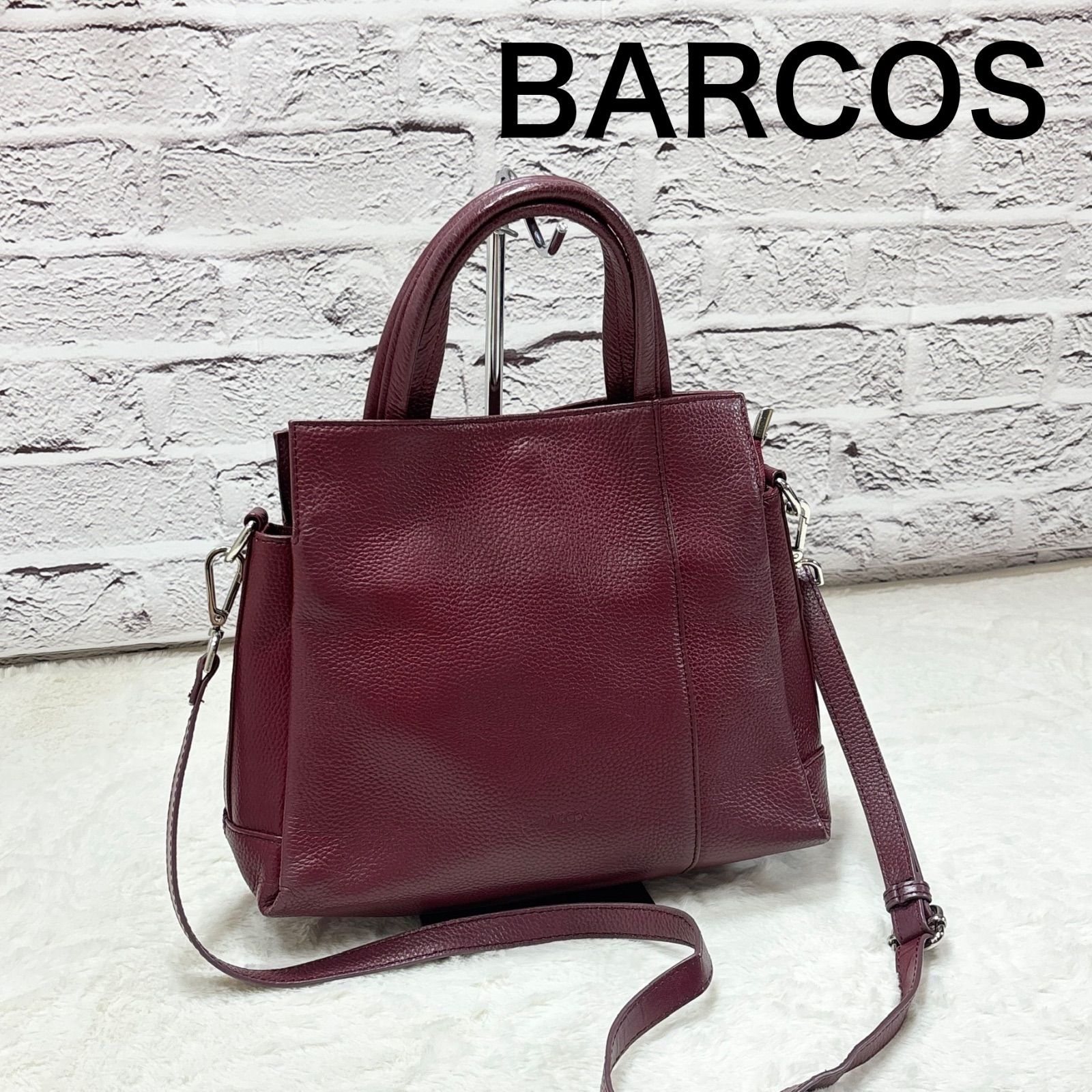 BARCOS バルコス 2way ハンドバッグ ショルダーバッグ ボルドー - メルカリ