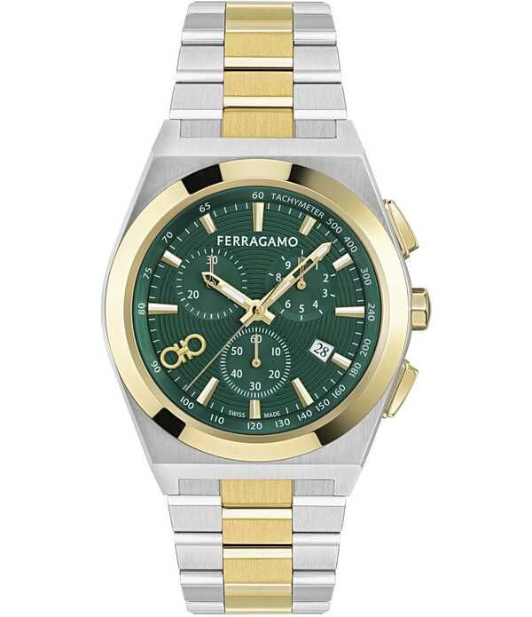 サルヴァトーレ フェラガモ レディース アクセサリー 腕時計 Tシャツ Salvatore Ferragamo Mens Vega Upper East Chronograph Two Tone St