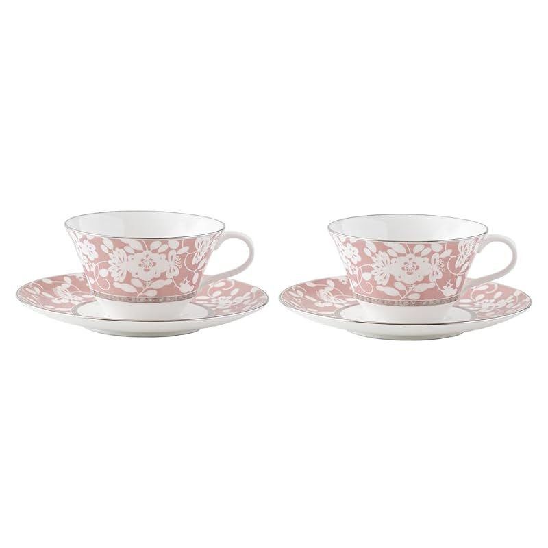 【新品】 NARUMI(ナルミ) カップ ソーサー セット ミラノビアンカ 210cc ピンク 花柄 梅の花 ペア ティーコーヒー兼用カップ&ソーサー かわいい おしゃれ プレゼント ギフト箱入り 52535-21800