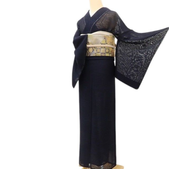 百華 Y5358◇新品 仕付け糸付 夏着物 一つ紋 紋紗 正絹 居敷当て付き