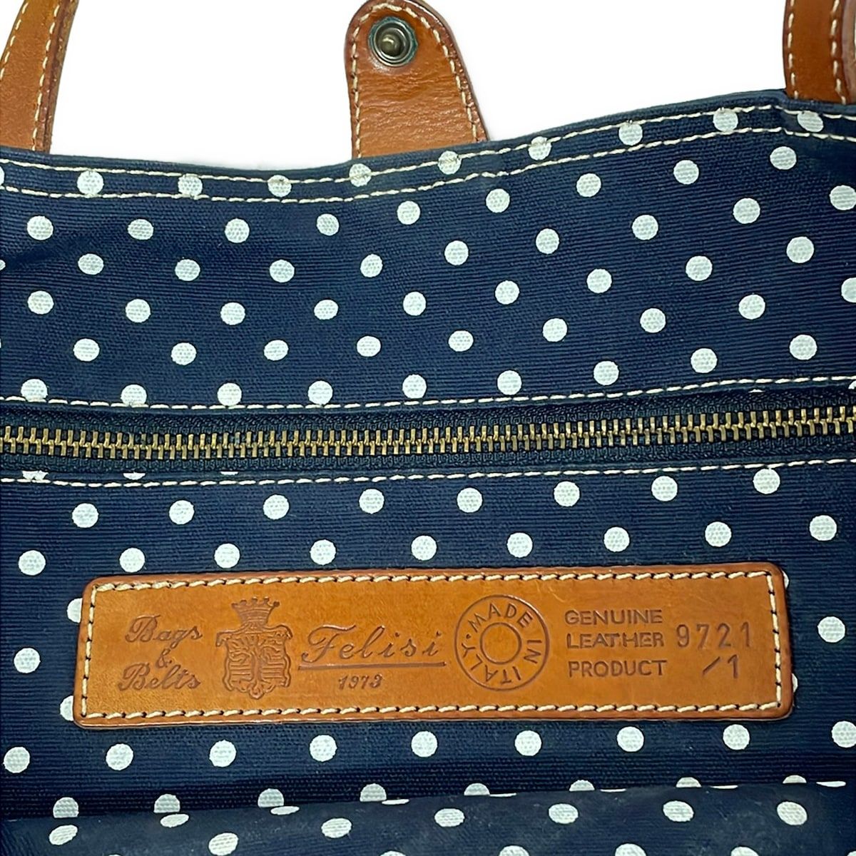 Felisi(フェリージ) トートバッグ美品 - 9721/1 ネイビー×ブラウン