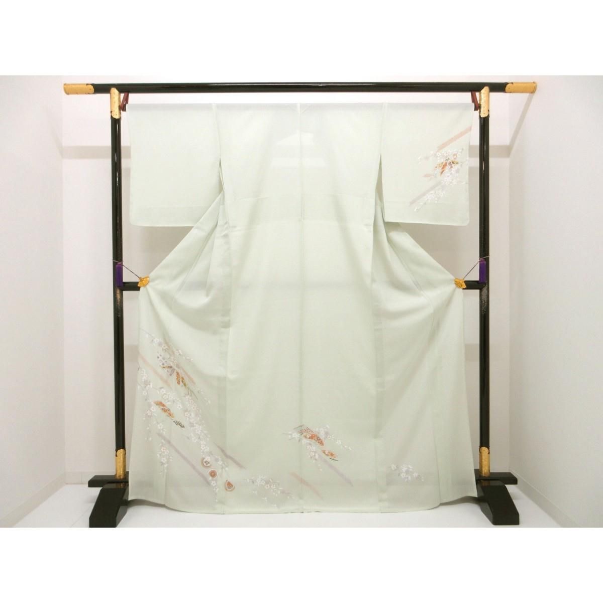 【未使用品】単衣　駒絽訪問着　友禅金彩加工