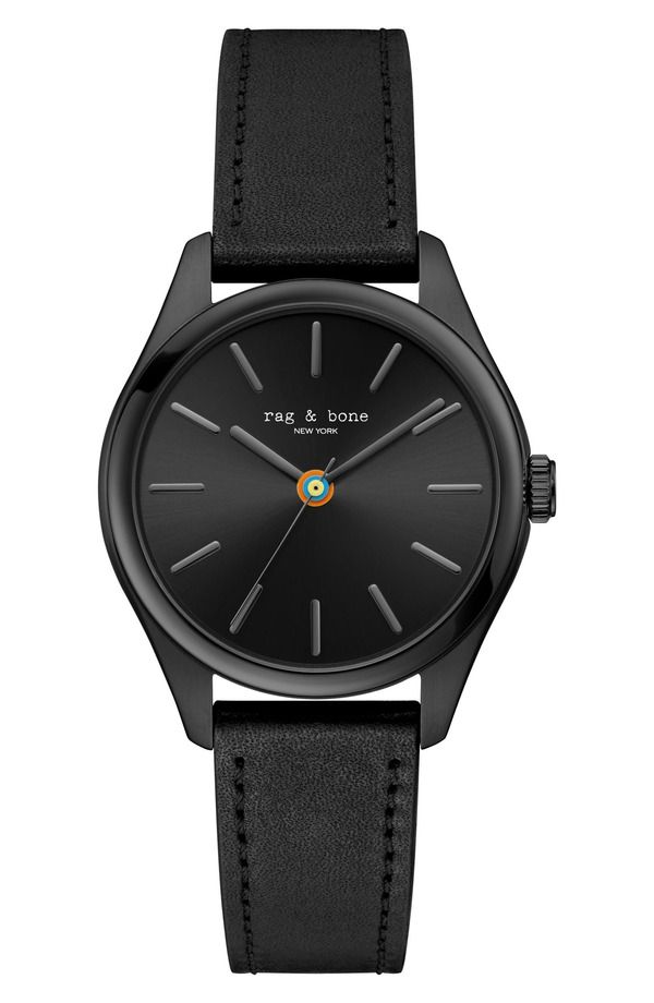 ラグアンドボーン メンズ アクセサリー 腕時計 レザー rag bone Dean Leather Strap Watch 38mm Black ブラック