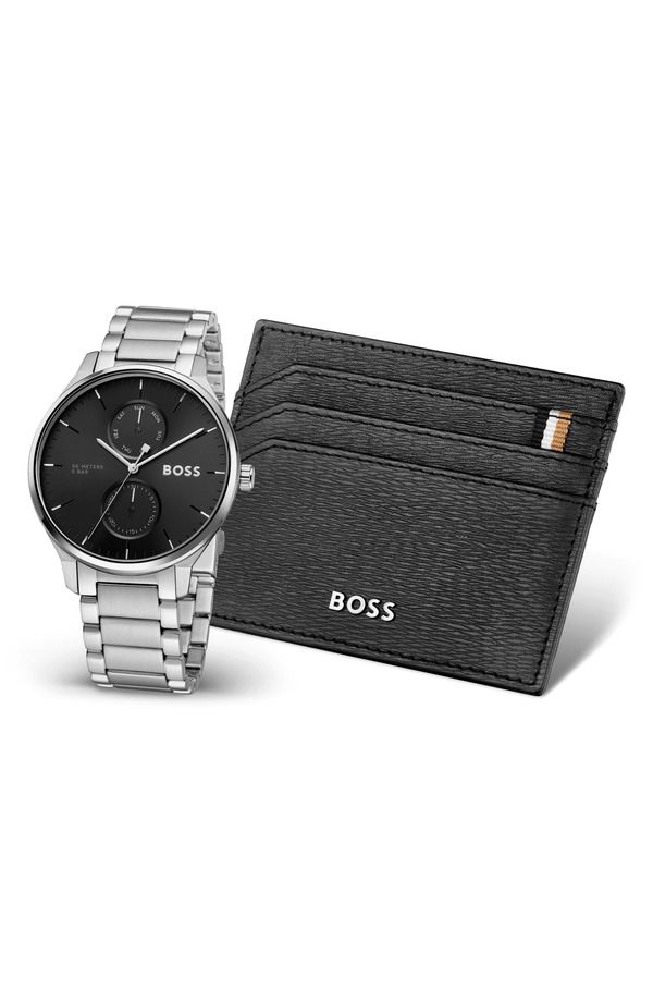 ボス メンズ アクセサリー 腕時計 BOSS Tyler Bracelet Watch 43mm Wallet Set Black ブラック