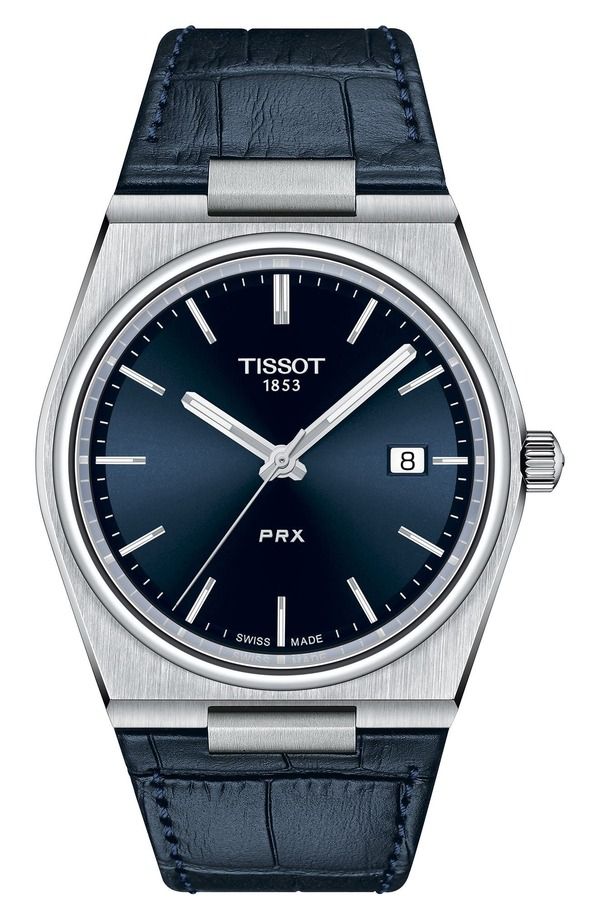 ティソット メンズ アクセサリー 腕時計 レザー Tissot PRX Leather Strap Watch 40mm Blue ブルー