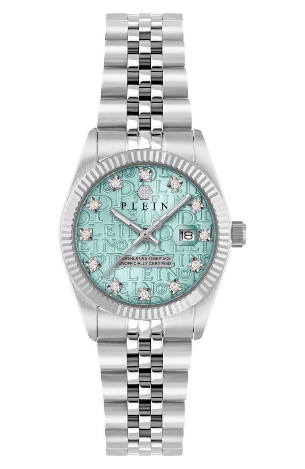 フィリッププレイン メンズ アクセサリー 腕時計 PHILIPPLEIN Date Superlative Crystal Bracelet Watch 38mm Stainlessteel