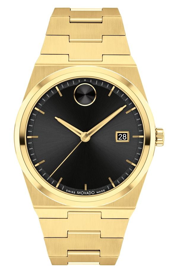 モバド メンズ アクセサリー 腕時計 Movado Quest Bracelet Watch 40mm Black Dial ブラック