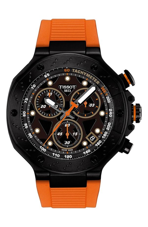 ティソット メンズ アクセサリー 腕時計 TissotRace Chronograph Silicone Strap Watch 45mm Black ブラック