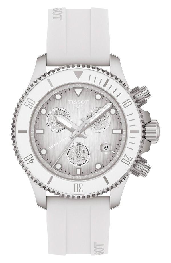 ティソット レディース アクセサリー 腕時計 Tissot Seastar 1000 Chronograph Grayscale Silicone Strap Watch 38mm Grey Grad