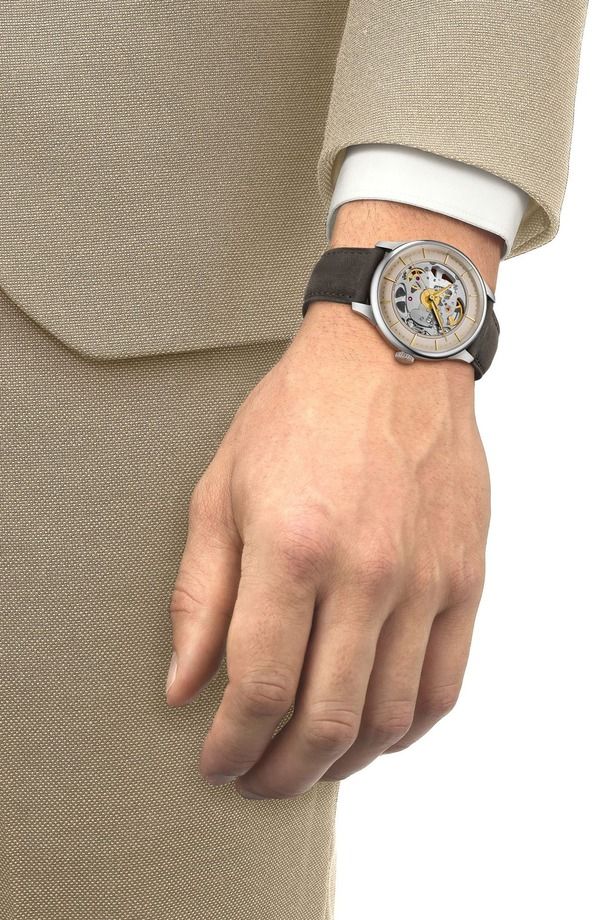 ティソット メンズ アクセサリー 腕時計 レザー Tissot Chemin des Tourelles Leather Strap Watch 39mm Grey Ivory アイボリー