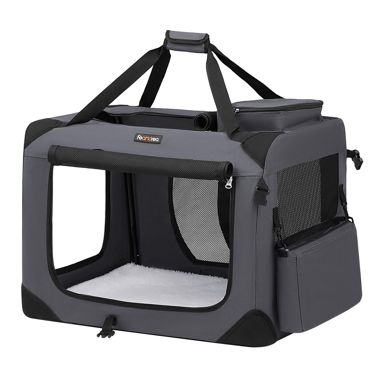 FEANDREA キャリーバッグ 中大型犬 70×52×52cm 犬用 ペットキャリー 折り畳める 室内外兼用 車用 病院 PDC70GYi 9926108e