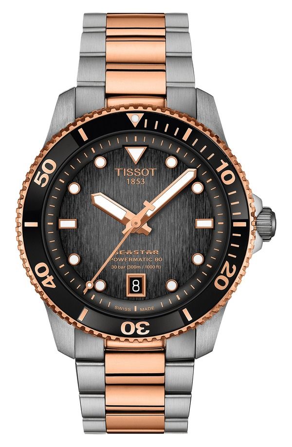 ティソット メンズ アクセサリー 腕時計 Tissot Seastar 1000 Powermatic 80 Bracelet Watch 40mm Black ブラック