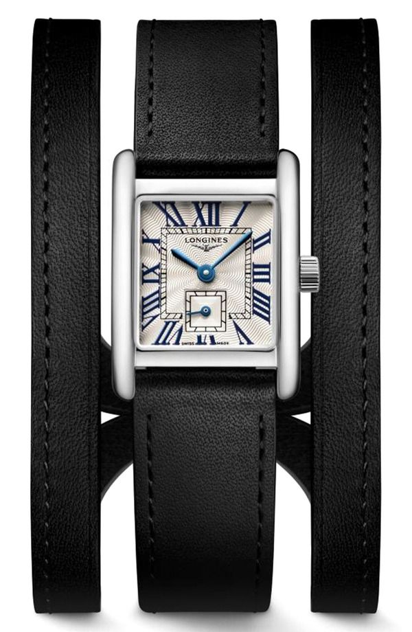 ロンジン メンズ アクセサリー 腕時計 ミニ レザー Longines Mini DolceVita ThreeRow Black Leather Strap Watch 215mm x 29mm S