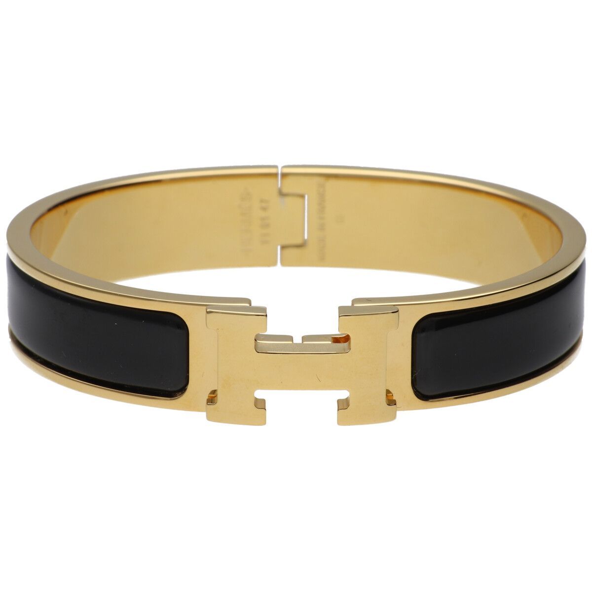 【中古】 HERMES エルメス エナメルブレスレット 《クリックH》 ブラック ゴールド バングル クリッククラック 26020137 RS
