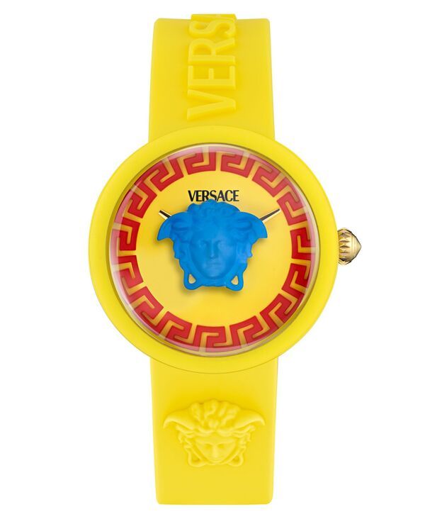 [Free Shipping] Versace Ladies Watch Accessory Kids Medusa Pop Yellow Silicone Strap Watch 32mm Yellow