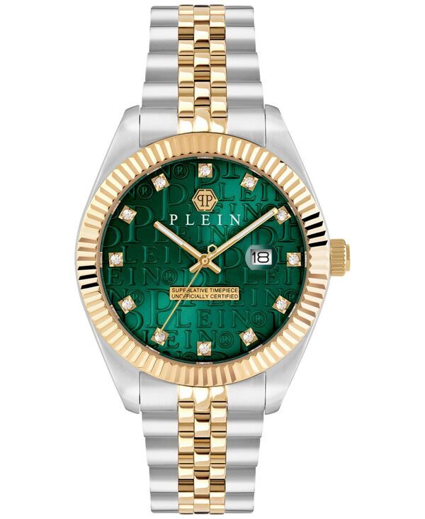 [Free Shipping] Philipp Plein Mens Watch Accessory Mens Date Supercharged Twotone Stainless Steel Bracelet Watch 41mm Tw