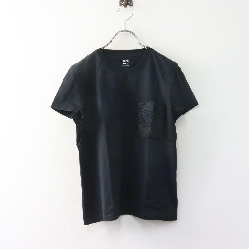 美品 2024SS JPタグ エルメス HERMES H刺繍ポケット 半袖Tシャツ 38