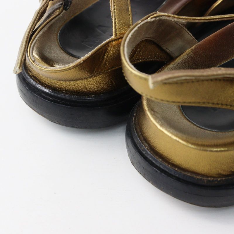 マルニ MARNI アンクルストラップサンダル□ゴールド 靴 シューズ 約22