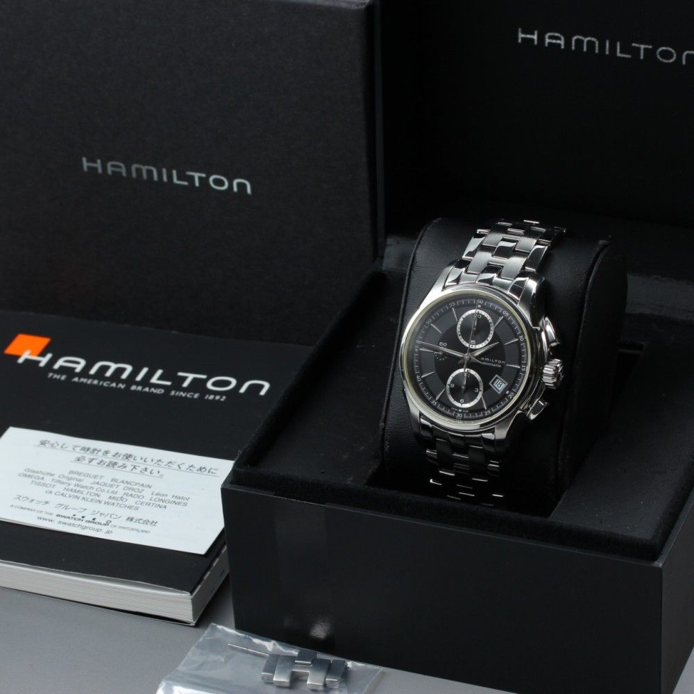 稼働品】 HAMILTON ジャズマスター H326160 ブラック シルバー デイト