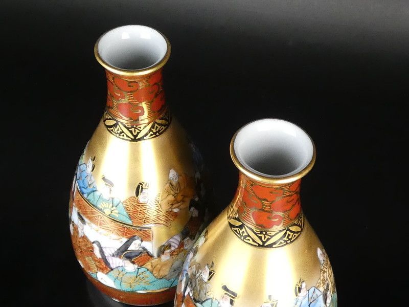 中田龍山 九谷焼「三十六歌撰 御酒器」共箱 保証品 細字 /R547(L-3