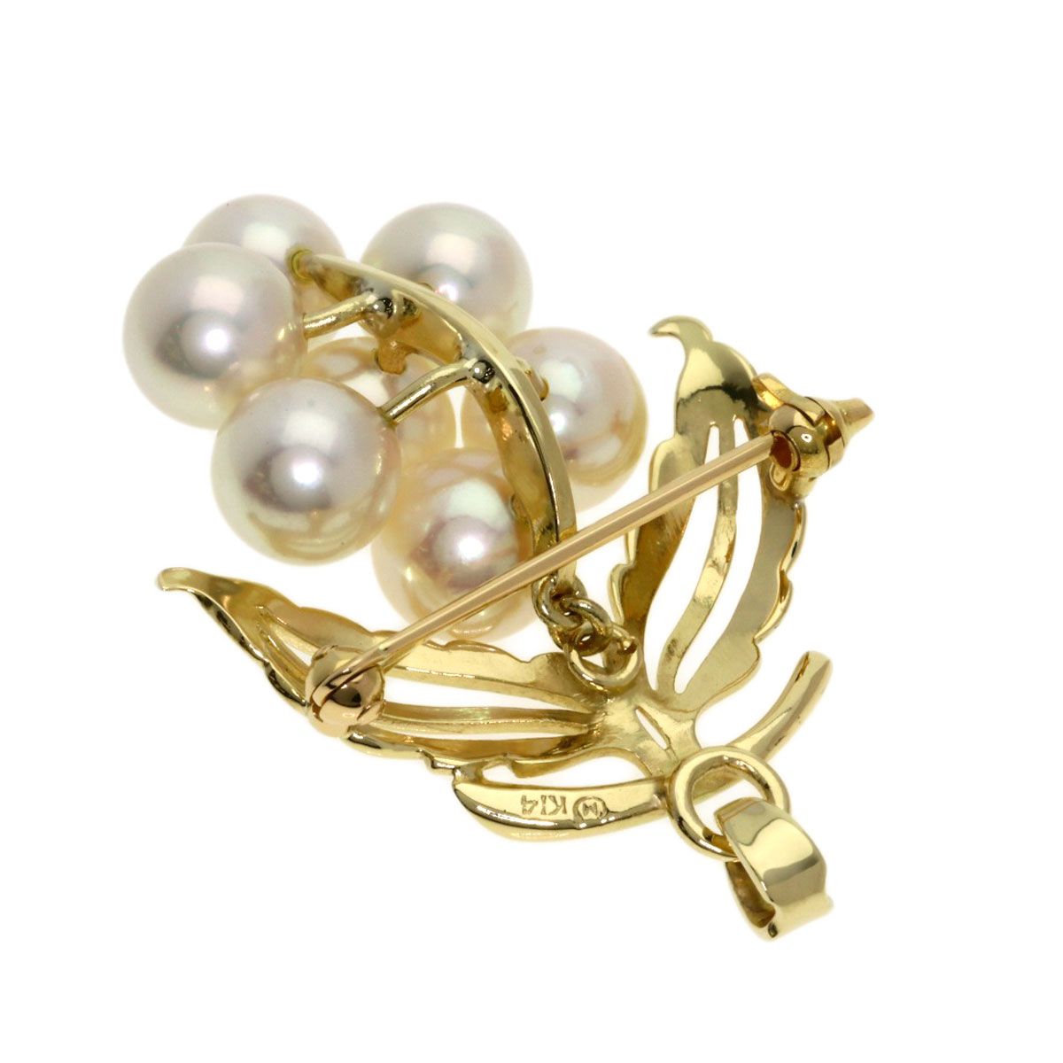 MIKIMOTO ミキモト パール 真珠 ダイヤモンド 2WAY ブローチ K14YG