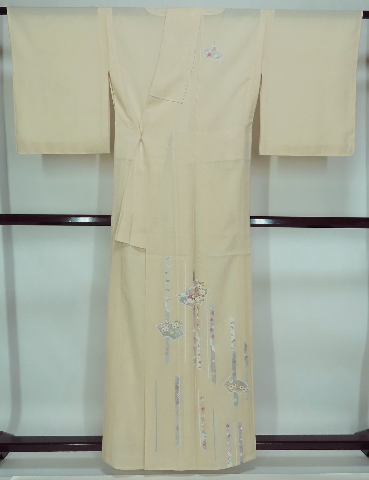 小さめ 夏物 絽付下げ 京友禅 型染 正絹 裄63cm 身丈154cm 【中古】美