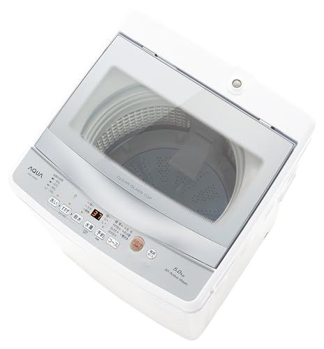 アクア(AQUA) 全自動洗濯機 縦型 洗濯5kg ホワイト コンパクトタイプ ローボディ 小型洗濯機 一人暮らし ワンルーム 省スペース設計 少量洗い 毎日洗濯 シンプル機能 AQW-S5R(W)