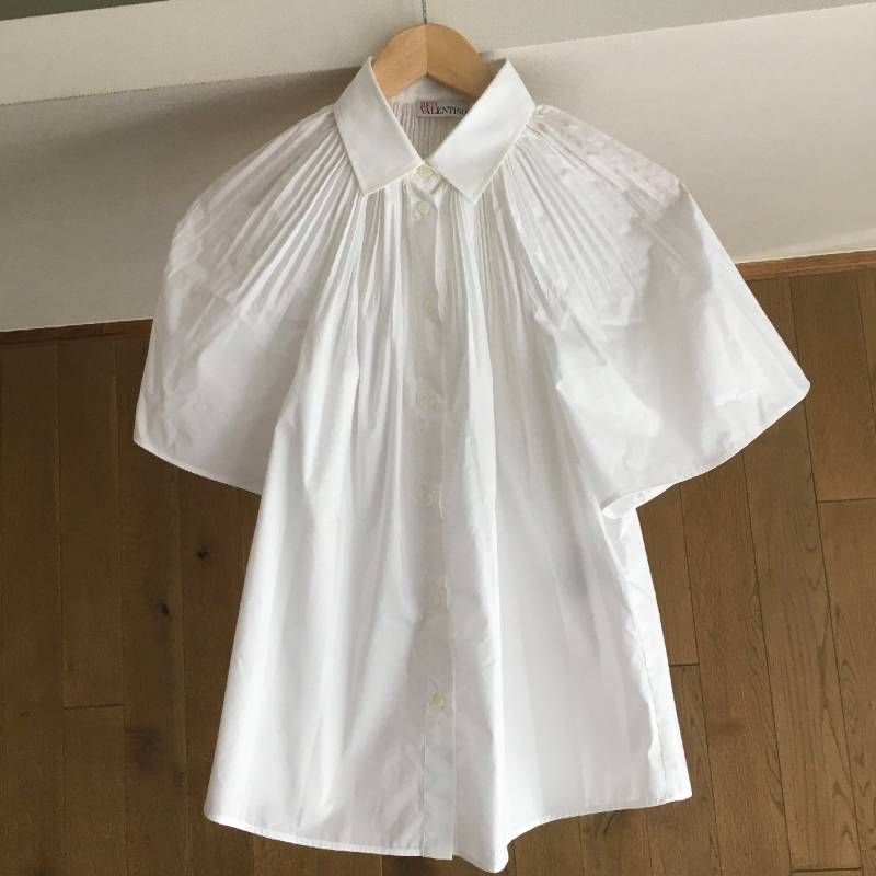 レッドヴァレンティノ シャツ 長袖 バック チュール ホワイト 白 38 極美品 RED VALENTINO レッドヴァレンティノ プリーツ シャツ38 - メルカリ