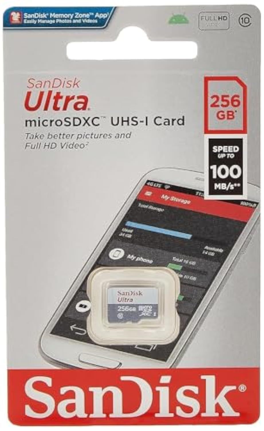 SANDISK - カード 256GB ウルトラライト ホワイト/グレー マイクロSDXC 100MB/S クラス10 UHS-I ‎SDSQUNR-256G-GN3MN 海外パッケージ品(カラー: ブラック///ホワイト)