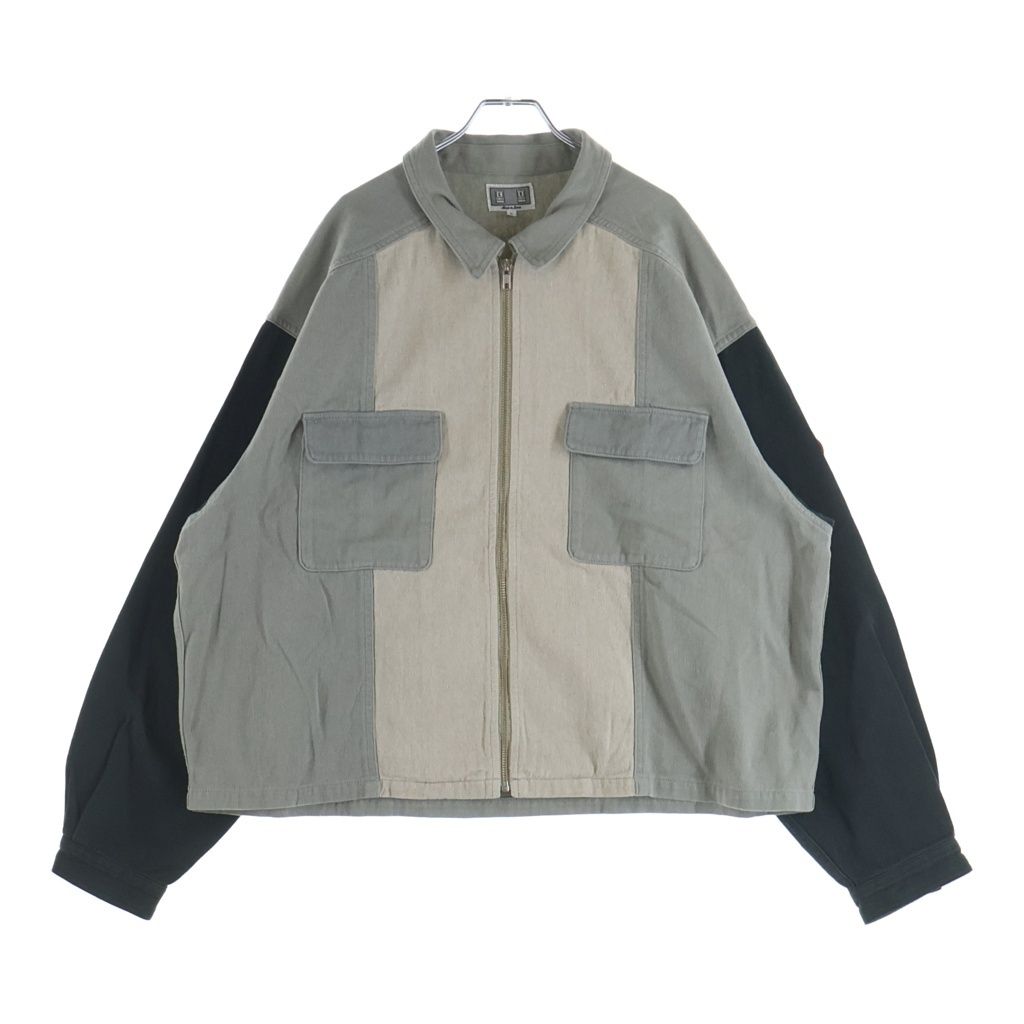C.E (シーイー) STRIPE CUT SHORT SHIRT JACKET ストライプカットショートシャツジャケット グレー CES29JK21