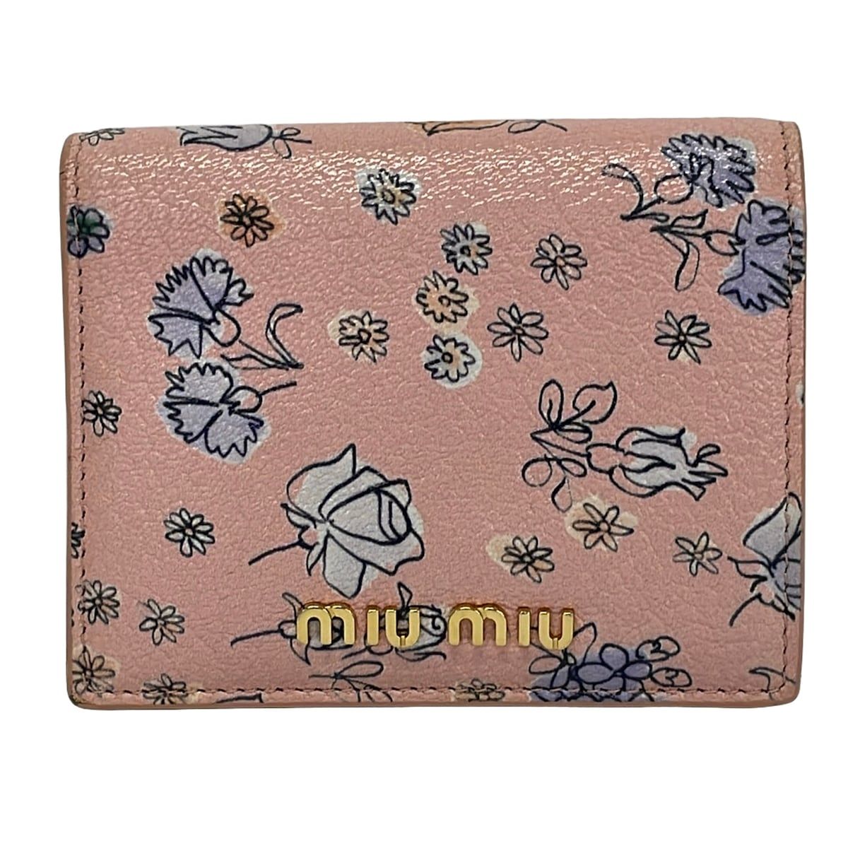 miu miu ライトブルー 二つ折り財布　ノベルティ miumiu(ミュウミュウ) 2つ折り財布 - ライトピンク×ライトブルー