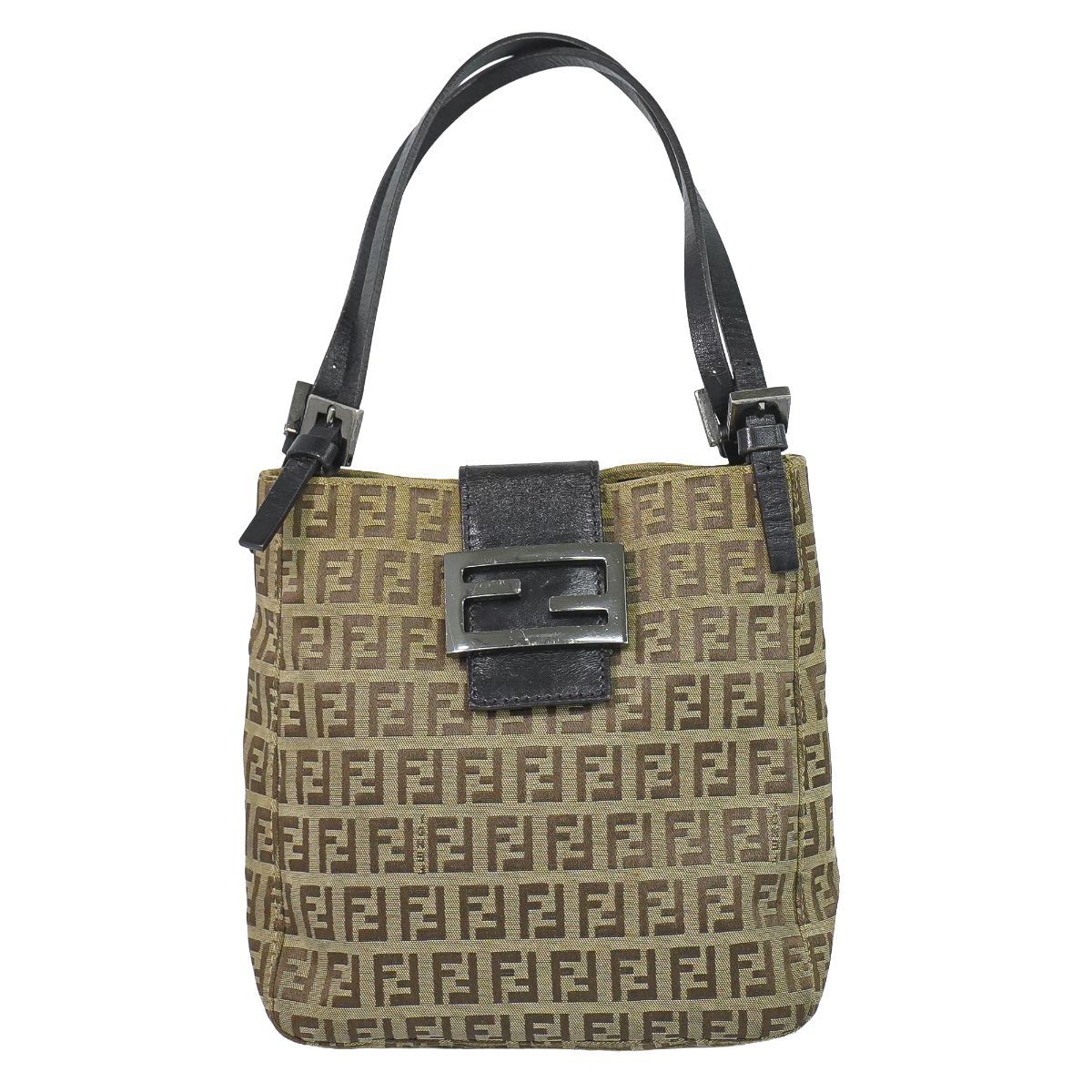 本物 フェンディ FENDI ズッキーノ ハンドバッグ キャンバス ベージュ Zucchino バッグ 中古・