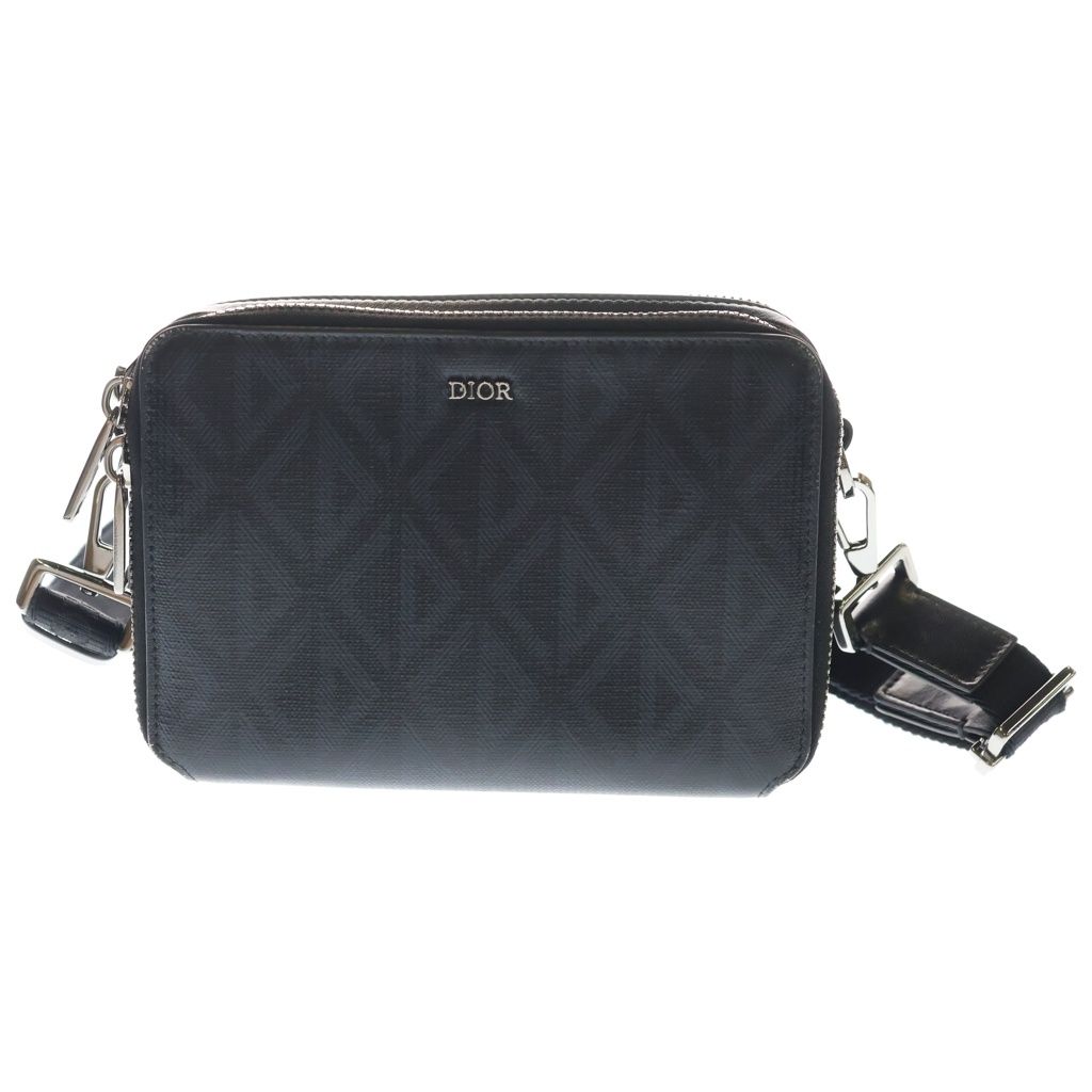 Christian Dior (クリスチャンディオール) メッセンジャーバック ショルダーバック CDダイヤモンド PVC レザー ブラック 2ESBC119DCO