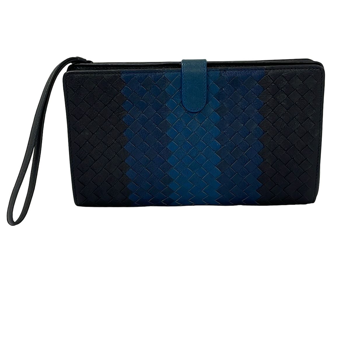 BOTTEGA VENETA(ボッテガヴェネタ) クラッチバッグ イントレチャート ダークネイビー×ネイビー×ブルー レザー