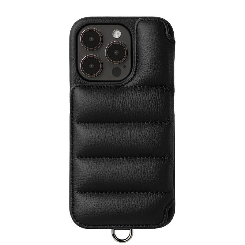 DEMIU デミュウ BALLON バロン iPhone16Pro対応 ブラック スマホケース 背面手帳型ケース スマホケース カード入れ ヨーロッパレザー 本革 牛革ys