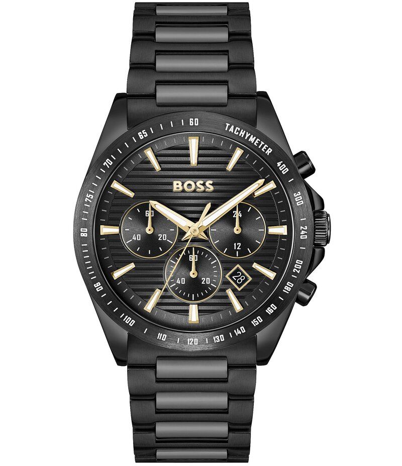 ヒューゴボス レディース アクセサリー 腕時計 Tシャツ Hugo Boss Mens Strike Quartz Chronograph Ionic Plated Stainless Steel B