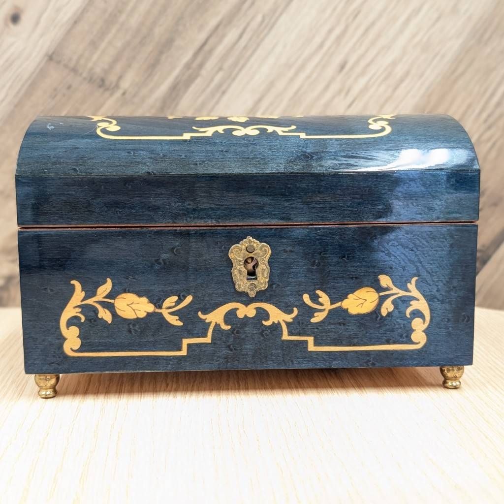 彦】REUGE ROMANCE オルゴール 木象嵌 小物入れ 木製 アクセサリー