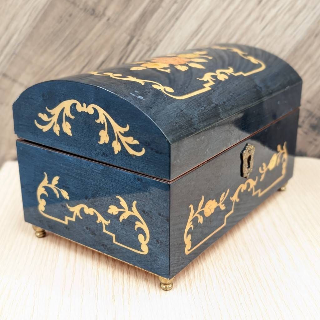 彦】REUGE ROMANCE オルゴール 木象嵌 小物入れ 木製 アクセサリー