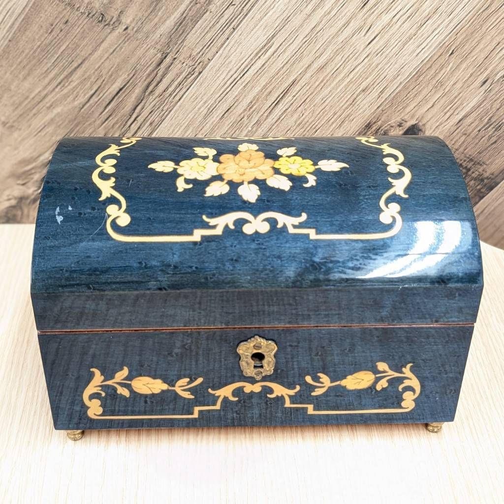 彦】REUGE ROMANCE オルゴール 木象嵌 小物入れ 木製 アクセサリー