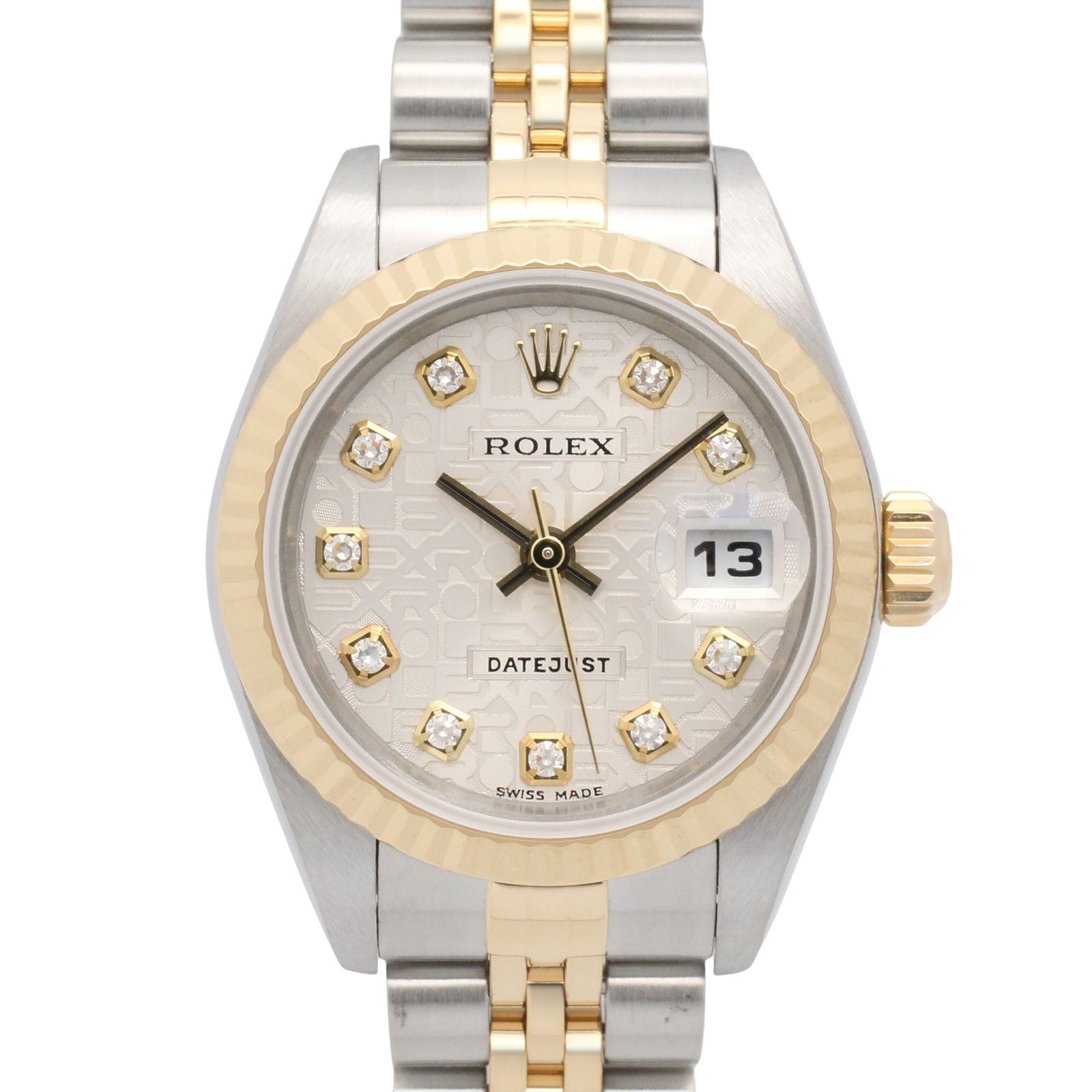 ロレックス ROLEX 腕時計 デイトジャスト 10Pダイヤ F番 79173G SIL/コン/NP K18（イエローゴールド） ステンレススチール デイトジャスト 10Pダイヤ F番 メンズ Used A