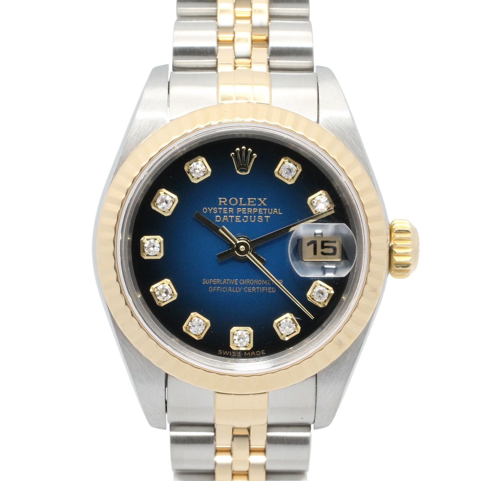 ロレックス ROLEX 腕時計 デイトジャスト 10Pダイヤ K番 79173G BG/NP K18（イエローゴールド） ステンレススチール デイトジャスト 10Pダイヤ K番 レディース Used A